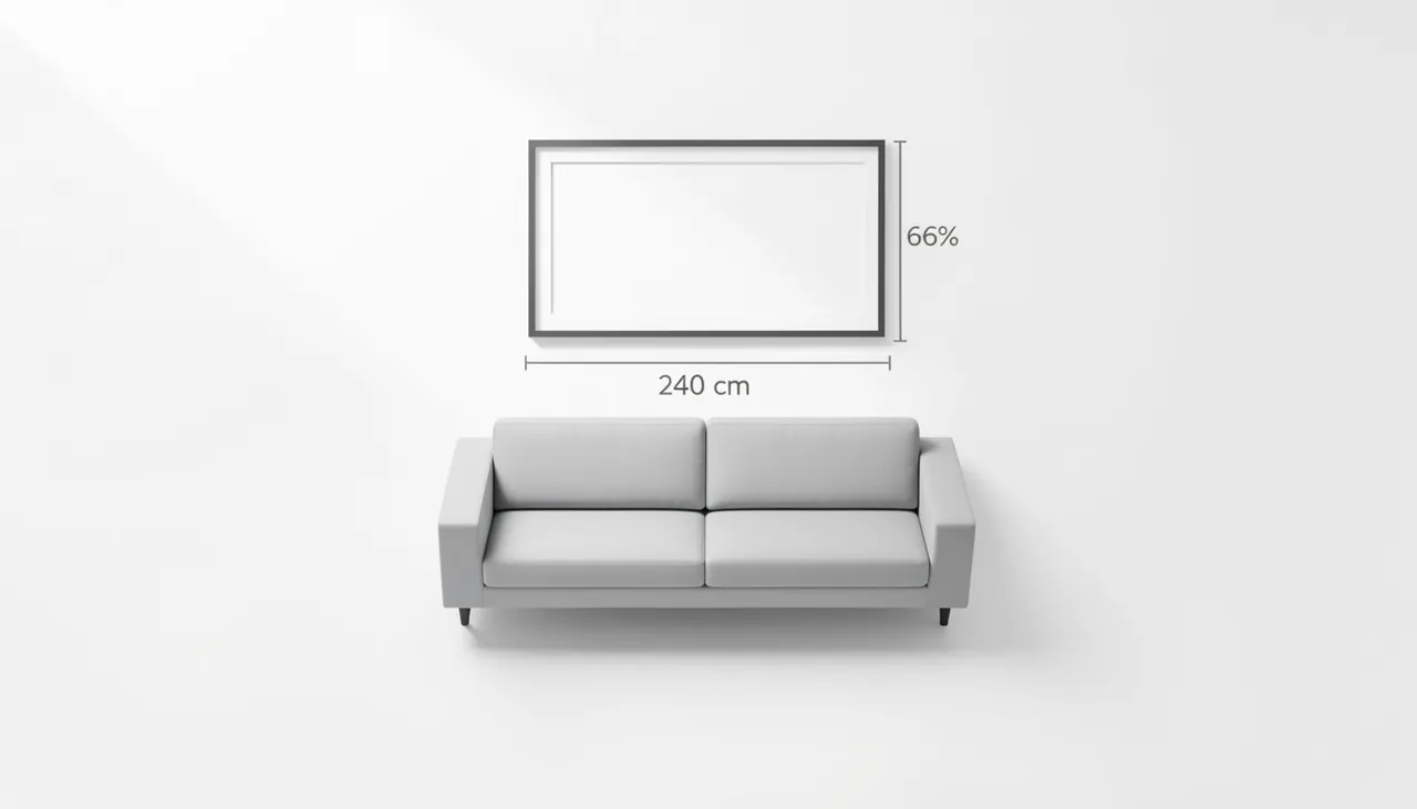 Règle des deux tiers largeur Schéma visuel proportion tableau canapé deux tiers
