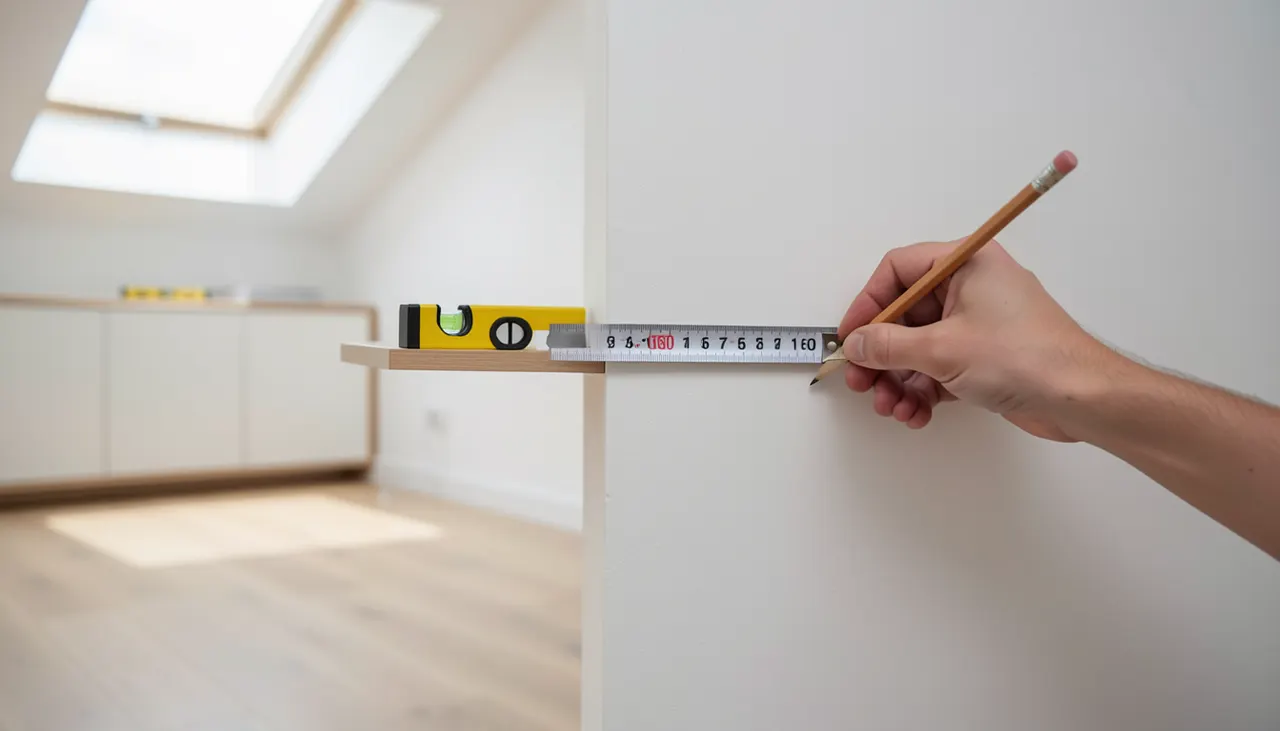 Mesure au mètre ruban hauteur accrochage 160 cm