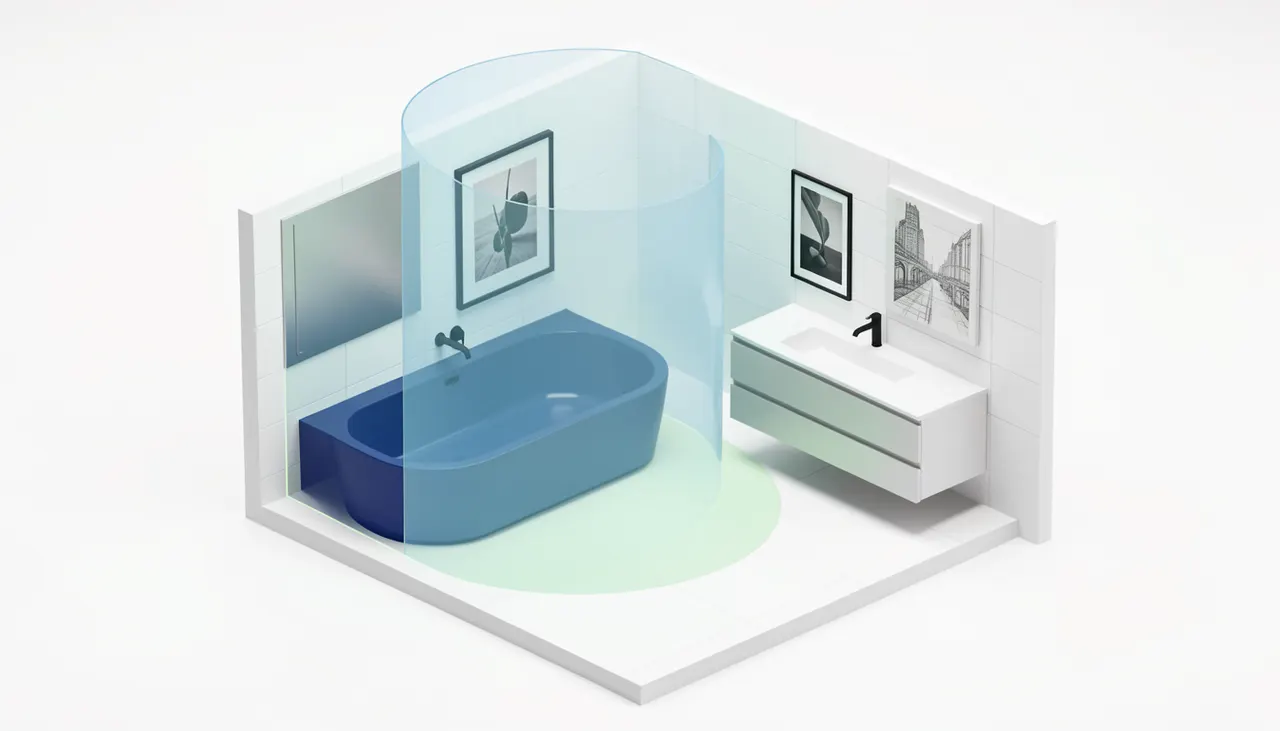 Schéma des volumes de sécurité électrique appliqués à la déco Plan zones humidité salle de bain